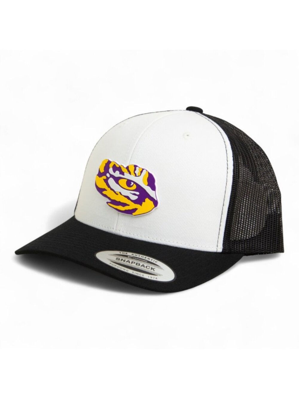 LSU Tiger Eye YP Classic Snapback Trucker Hat- White/ Black